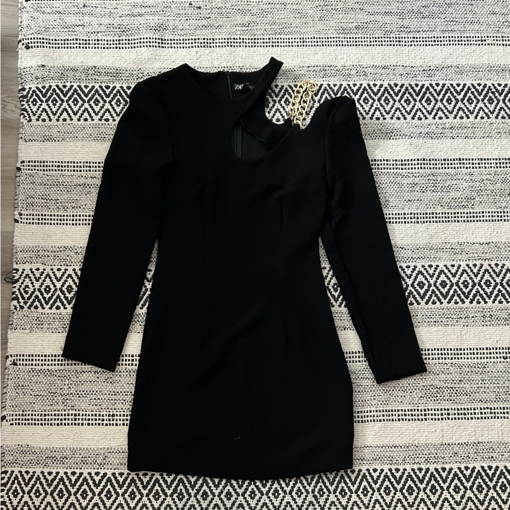 Zara Black Dress with Gold Detail
